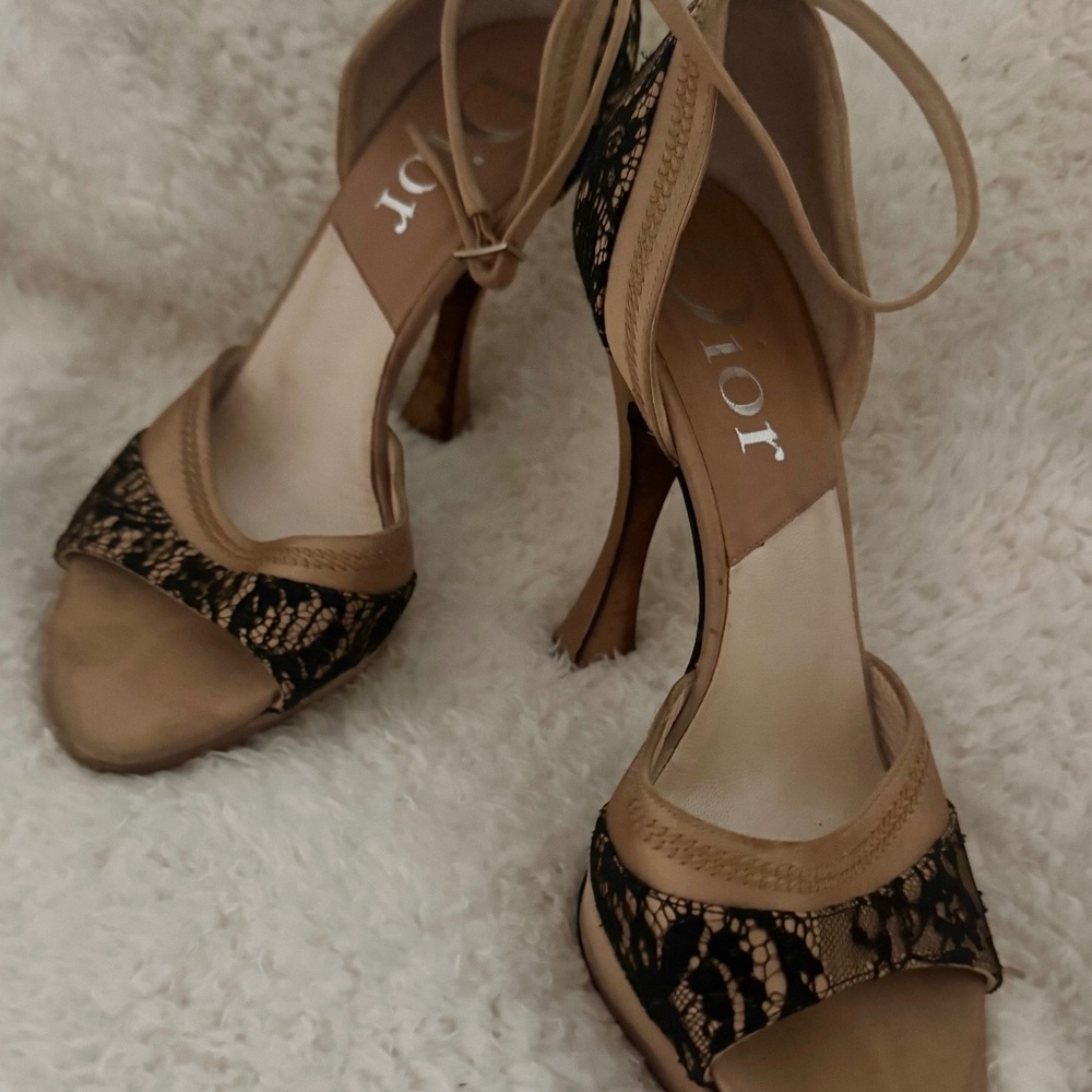 Christian Dior Blush Satin High Heel Ankle Strap Shoes